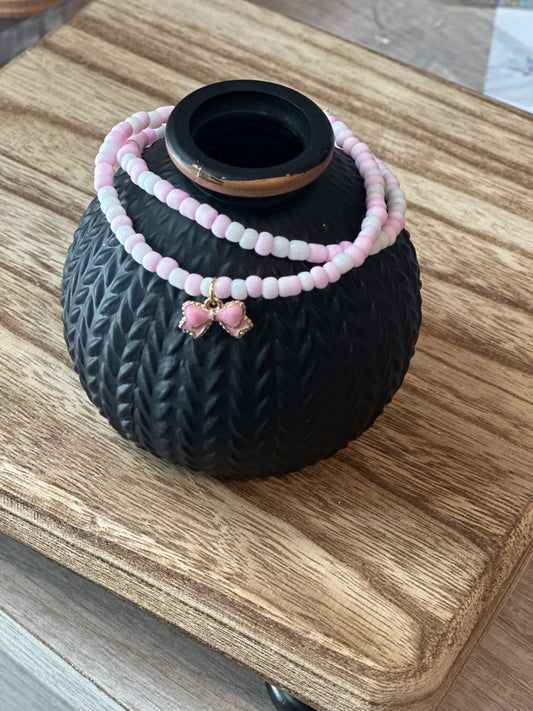 Pale Pink And White Seed Bead Stack