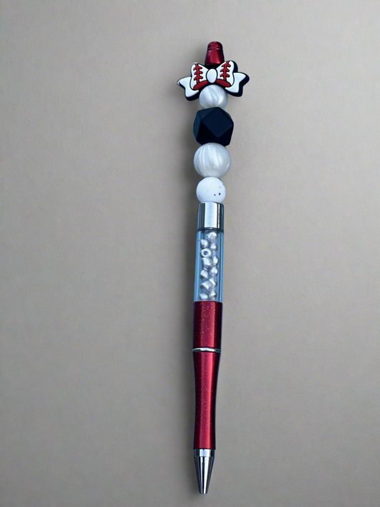 Baseball Bow Beaded Pen