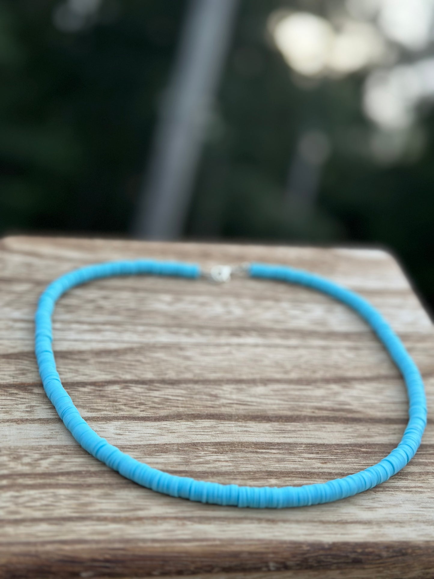 Blue Clay Bead Necklace