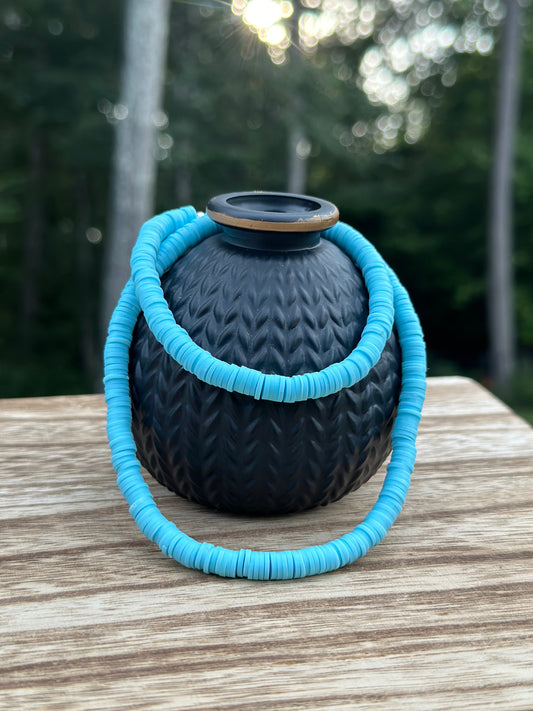 Blue Clay Bead Necklace