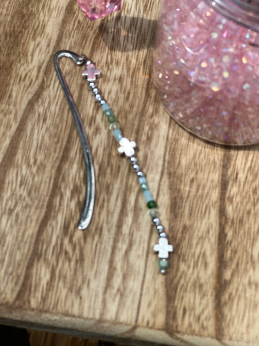 Metal Beaded Bookmark w/ E Newton Cross/Charms