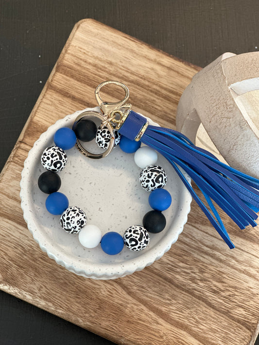 Black And Blue Beaded Keychain