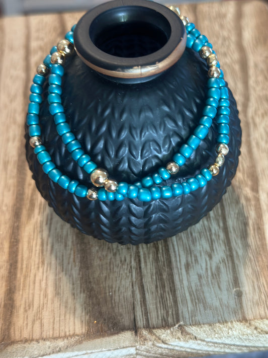 Blue and Gold Filled Seed Bead Stack