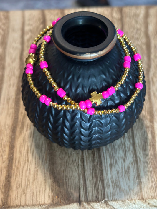 Hot Pink E Newton Inspired Gold Stack