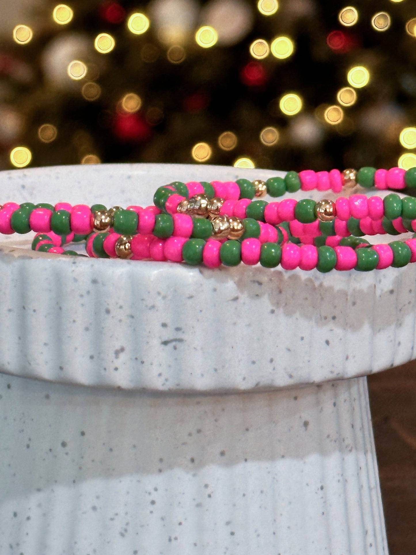 Pink/Green Seed Bead Stack