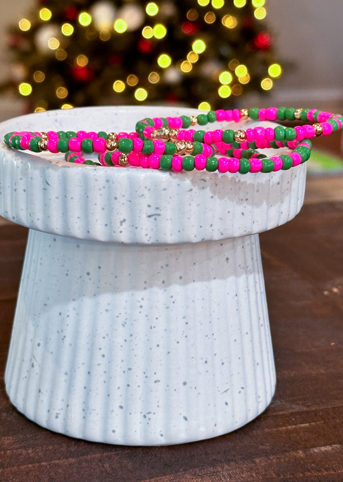 Pink/Green Seed Bead Stack