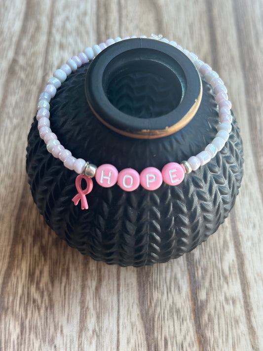 HOPE Bracelet-Breast Cancer Ribbon Charm