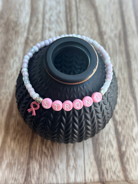 STRONG Bracelet-Breast Cancer Ribbon Charm