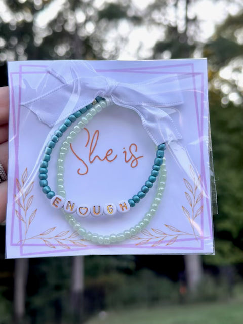 "SHE IS" Bracelet Stack- Enough