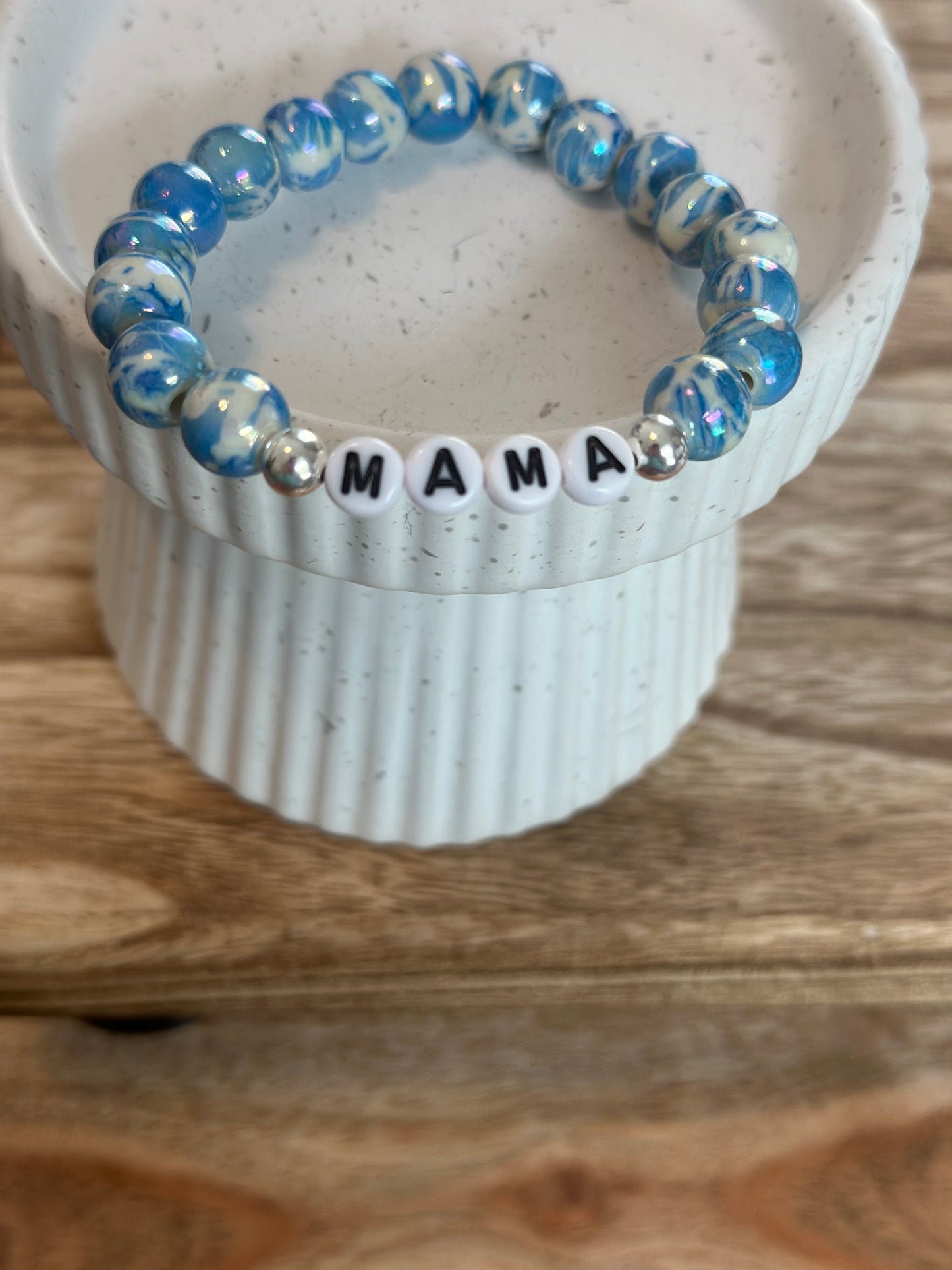 *Ceramic Floral Beaded Bracelet w/ Name