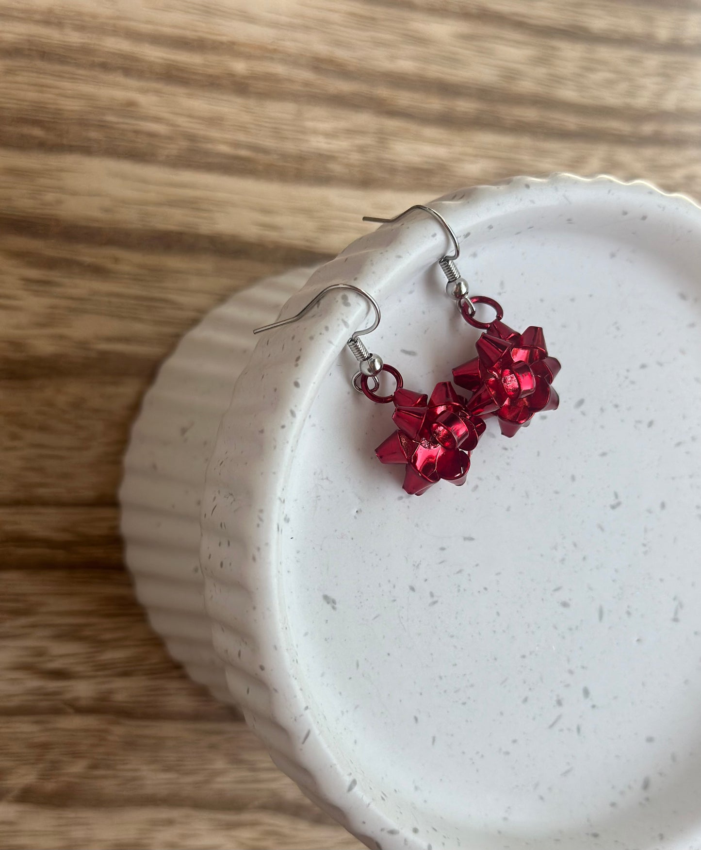 Christmas Bow Earrings-Red