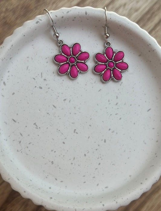 Pink Flower Earrings